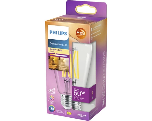 PHILIPS LED-lamp E27/5,9W ST64 WarmGlow Helder 4 PHILIPS LED-lamp E27/5,9W ST64 WarmGlow Helder - Afbeelding 2
