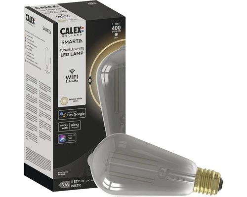 CALEX Smart LED Filament Lamp E27/7W ST64 Smokey Grijs 4 CALEX Smart LED Filament Lamp E27/7W ST64 Smokey Grijs - Afbeelding 2