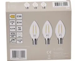 LED Lamp E14/4,2W C35 Warmwit Helder, 3 Stuks -LED-lampen Lamp Bulb Shop DV 8 10548779 02 4c DE 20221223101655