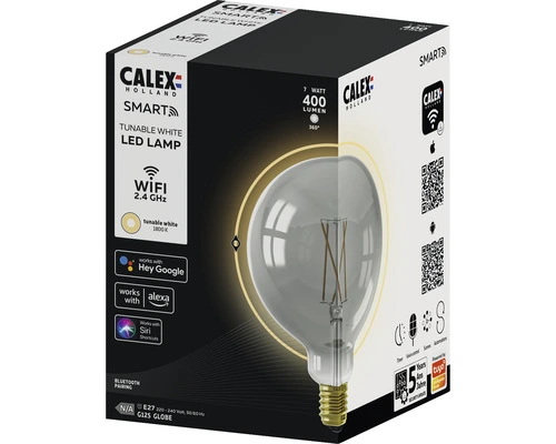 CALEX Smart LED Filament Lamp E27/7W G125 CCT Grijs 4 CALEX Smart LED Filament Lamp E27/7W G125 CCT Grijs - Afbeelding 2
