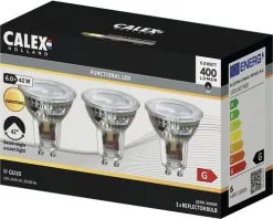 CALEX LED Lamp GU10/6,0W Reflectorvorm Instelbaar Wit Helder, 3 Stuks